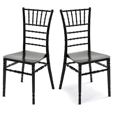 Rainbow Outdoor Tiffany Set of 2 Stackable Side chair w/cushion-Black RBO-TIFFANY-BLK-SC-SET2